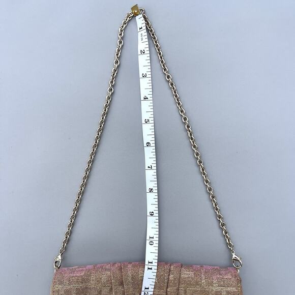 Fendi iridescent Rose Gold Clutch With Chain Metallic Shimmer Bag - Picture 15 of 16